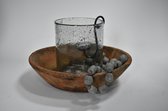 By Mooss - Verres Hull Stone - 20x25 cm - Groot verre ouragan - Pierre concassée - Verre à bulles - Vase