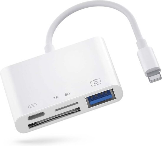 OTG kabel - 8-pins aansluiting naar USB 3.0, SD- en microSD-kaartlezer - Geschikt voor Apple Lightning - Geschikt voor iOS10 of hoger