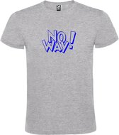 Grijs t-shirt met tekst ''NO WAY'' print Blauw  size 3XL