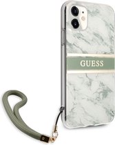 Guess TPU Marble Stripe Hoes iPhone 11 - Groen