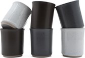 Kade 171 - Koffiekopjes - set van 6 kopjes - 150ML - wit - zwart - grijs - keramiek - hip en trendy