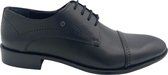 Herenschoenen - Nette Veterschoenen leer 1198 NL logo - Zwart 42