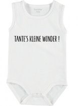 Baby Rompertje met tekst 'Tantes kleine wonder' | mouwloos l | wit zwart | maat 62/68 | cadeau | Kraamcadeau | Kraamkado