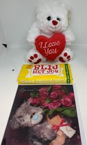 ValentijnBeer WIT  20 cm - 14 februari - Met Valentijns Tony Choconelly en Valentijnskaart - Valentijn cadeautje voor haar