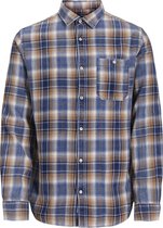 JACK&JONES PLUS JPRBLUSTANLEY INDIGO CHECK SHIRT L/S PS Heren T-shirt - Maat  EU2XL