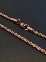 Diamond Boss - Rope Ketting - 60 cm - Rose Goud plated
