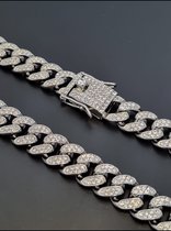 Diamond Boss - Iced out cuban Ketting - 60 cm - Zilver plated