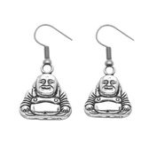 Boeddha oorbellen- Boeddha-Geluk en Welvaart-Zilveren oorbelhaken-Metaal-Charme Bijoux