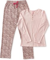 Little Label Pyjama Dames - Maat XL / 42 - Roze, Bruin - Zachte BIO Katoen
