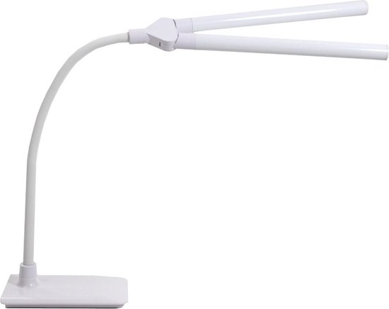 Daylight Duo Lampe de bureau LED Dimmable - Lampe de table Chambre - Lampe de lecture - Bras flexible - Deux lampes - Incl. pied - Wit