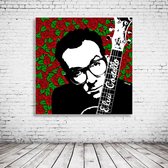Elvis Costello Art Poster in lijst - 90 x 90 cm en 2 cm dik - Fotopapier Mat 180 gr Framed - Popart Wanddecoratie inclusief lijst