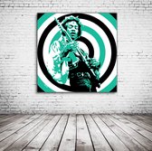 Pop Art Jimi Hendrix Poster in lijst - 90 x 90 cm en 2 cm dik - Fotopapier Mat 180 gr Framed - Popart Wanddecoratie inclusief lijst