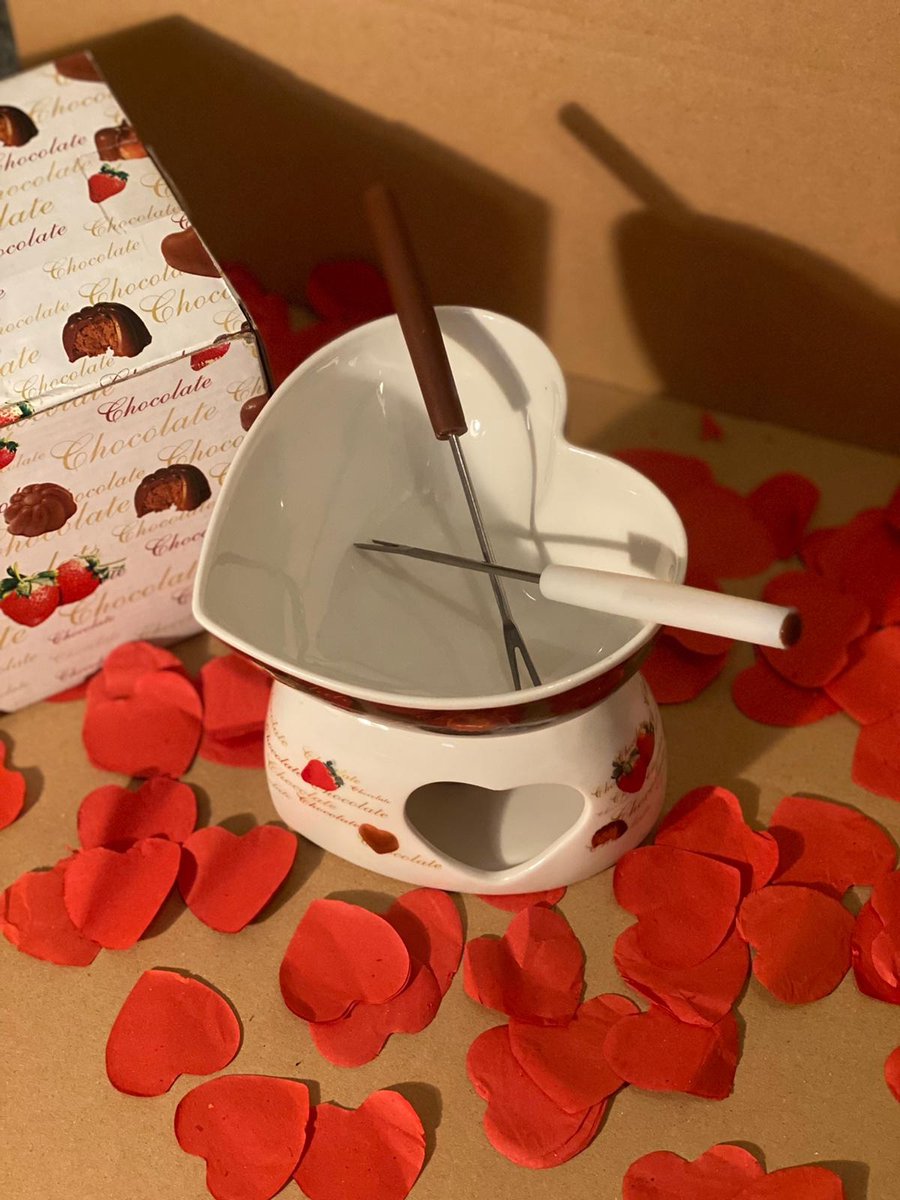 Fondue au chocolat coeur avec bougie chauffe-plat - Saint Valentin - Cadeau  Saint... | bol