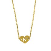 Letter ketting hartje - initiaal N - Goud - 40 cm