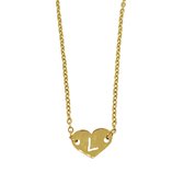 Letter ketting hartje - initiaal L - Goud - 40 cm