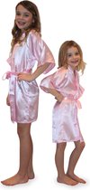 Luxe Roze Satijnen Badjas Kimono Voor Kinderen | Ochtendjas Kids | Maten voor kinderen van 4-11 jaar | 8-9 jaar