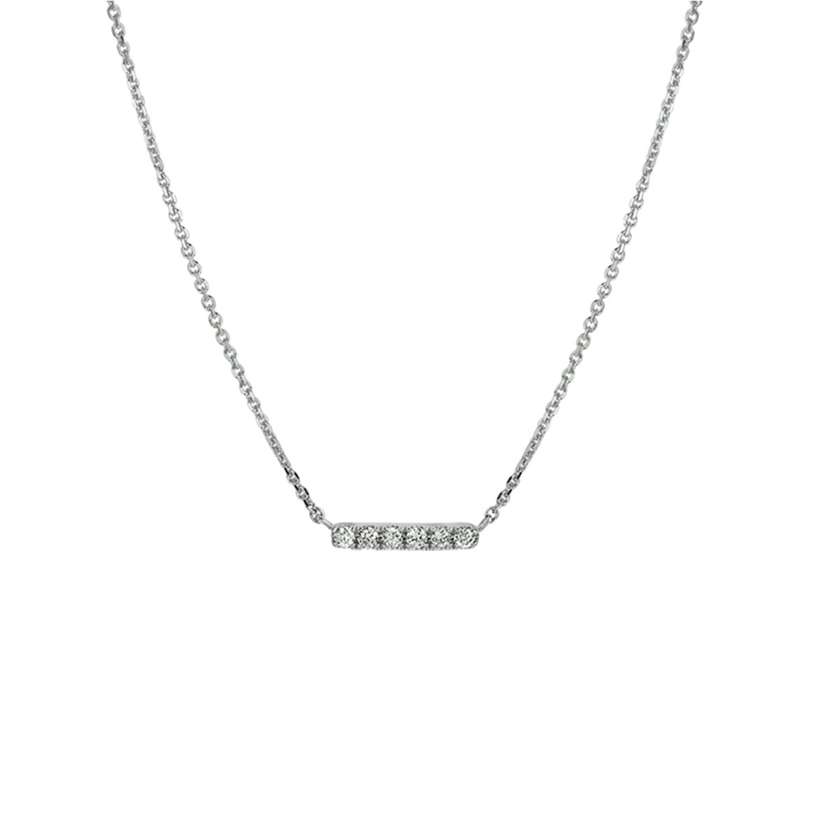 The Fashion Jewelry Collection Ketting Balkje Diamant 0.07ct H P1 41 - 43 - 45 cm - Witgoud