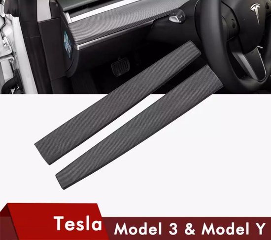 Foto: Tesla model 3 y dashboard paneel mat carbon trim cover auto interieur accessoires nederland en be