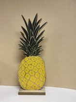 Decoratieve houten Ananas op standaard - hoogte 36x13x5cm - Raamornament - Woonaccessoires