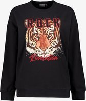 TwoDay dames sweater met tijgerkop - Zwart - Maat L