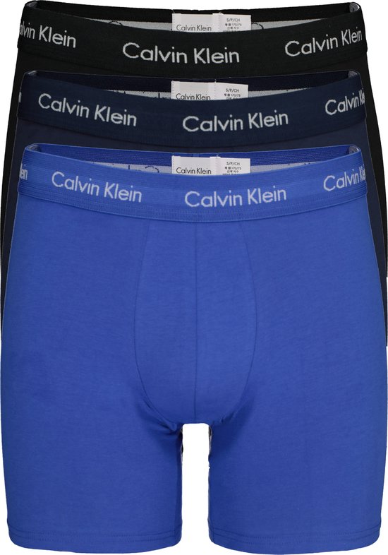 Calvin Klein Boxer Brief 3-Pack - Heren Onderbroek -  Blauw/Donkerblauw/Zwart - Maat M | bol