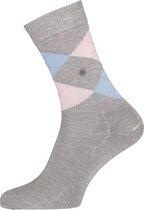 Burlington Covent Garden damessokken - katoen - grijs met roze en lichtblauw - Maat: 36-41