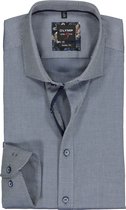 OLYMP Level 5 body fit overhemd - mouwlengte 7 - marine blauw 2-ply structuur - Strijkvriendelijk - Boordmaat: 42