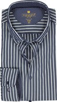 Redmond modern fit overhemd - poplin - donkerblauw met wit gestreept (contrast) - Strijkvriendelijk - Boordmaat: 39/40