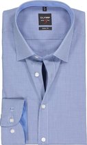 OLYMP Level 5 body fit overhemd - donkerblauw met wit mini ruitje (contrast) - Strijkvriendelijk - Boordmaat: 41