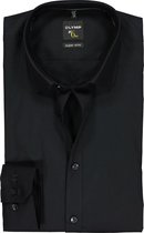 OLYMP No. Six super slim fit overhemd - mouwlengte 7 - zwart - Strijkvriendelijk - Boordmaat: 37