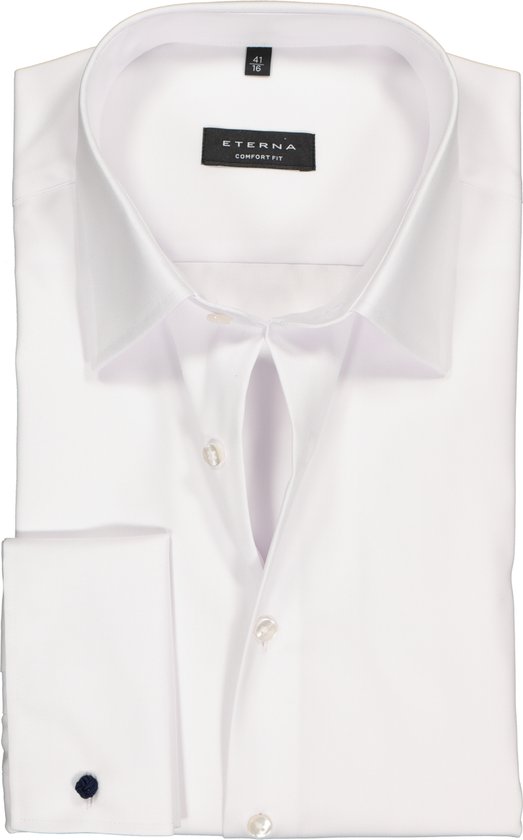 ETERNA comfort fit overhemd - dubbele manchet - niet doorschijnend twill heren overhemd - wit - Strijkvrij - Boordmaat: 52
