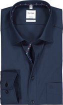 OLYMP Tendenz modern fit overhemd - donkerblauw  (contrast) - Strijkvriendelijk - Boordmaat: 46
