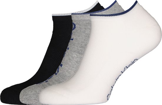 Chaussettes homme Calvin Klein Grant (lot de 3) - chaussettes de sport basses invisibles - noir - blanc et gris - Taille: 40-46