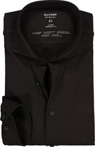 OLYMP Luxor 24/Seven modern fit overhemd - mouwlengte 7 - zwart tricot - Strijkvriendelijk - Boordmaat: 40