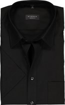ETERNA comfort fit overhemd - korte mouw - poplin heren overhemd - zwart - Strijkvrij - Boordmaat: 48
