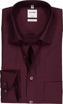 OLYMP Luxor comfort fit overhemd - bordeaux rood structuur (contrast) - Strijkvrij - Boordmaat: 42