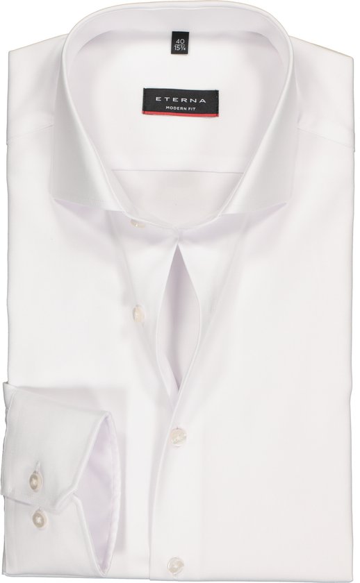 ETERNA modern fit overhemd - wit twill - Strijkvrij - Boordmaat: 46
