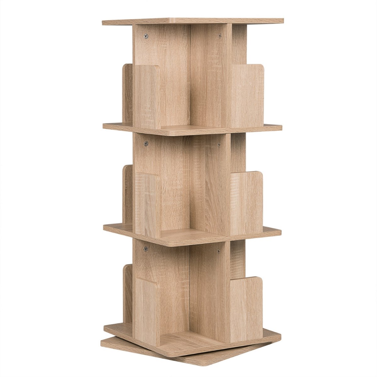 Boekenkast voor kinderen, draaibaar rek met 3 niveaus voor boeken en speelgoed, boekenrek voor kinderen, vrijstaand opbergrek, voor kinderkamer, rond (hout 40 x 40 x 97 cm