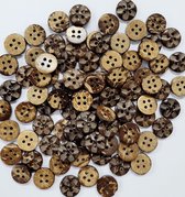 *** 10 Houten Kokosnoot knopen Bloem Rond- 4 gaatjes - kokosknopen - 11 mm - 10 stuks - knoopjes - creatief - knutselen - breien - naaien - kleding - cadeau - kado ***