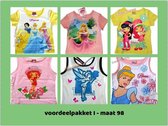 Disney voordeelpakket 6 stuks - Maat 98 - Meisjes - Prinsessen Assepoester Doornroosje Tinkerbell Strawberry Shortcake - T-shirt Topje