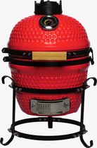 Patton Kamado Keramische Houtskoolbarbecue - 13" - Inclusief Heatdeflector - Rood