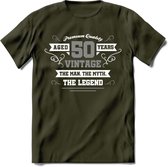 50 Jaar Legend T-Shirt | Zilver - Wit | - Leger Groen - XL