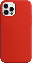 Siliconen Backcover Hoesje iPhone 12 Pro Max Rood - Telefoonhoesje - Smartphonehoesje - Zonder Screen Protector
