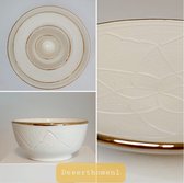 Servies keramiek wit verguld goud -  100% handmade - DesertHome