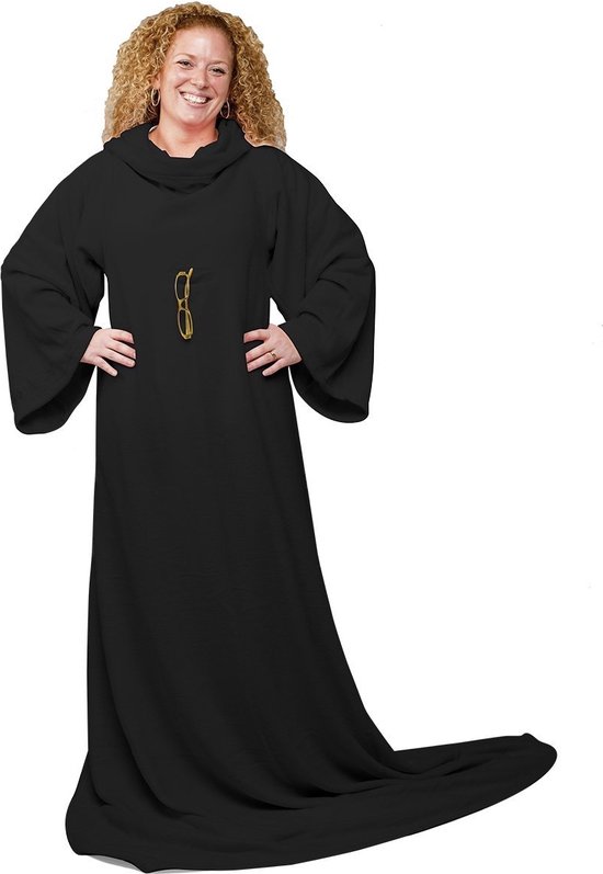 Snug Rug Cosy - Couverture polaire avec manches - Noir - Couverture TV - Plaid - Couverture thermique