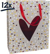12st. Stevige draagtassen thema LOVE Valentijn (32x26x10)cm| zak | cadeautasje | gift bag | verpakking| zakken hart