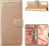 LuxeBass Hoesje geschikt voor Oppo Find X2 Neo - Bookcase Goud - portemonnee hoesje - telefoonhoes - gsm hoes - telefoonhoesjes