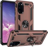 LuxeBass Hoesje geschikt voor Samsung Galaxy A51 Hoesje - Anti-Shock Hybrid Ring Armor Rosegoud