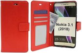 LuxeBass Hoesje geschikt voor Nokia 3.1 - Bookcase Rood - portemonnee hoesje - bookcase - boekhoesje - book case - boek hoesje