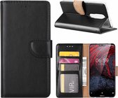 LuxeBass Hoesje geschikt voor Nokia 6.1 Plus - Bookcase Zwart - portemonnee hoesje - telefoonhoes - gsm hoes - telefoonhoesjes